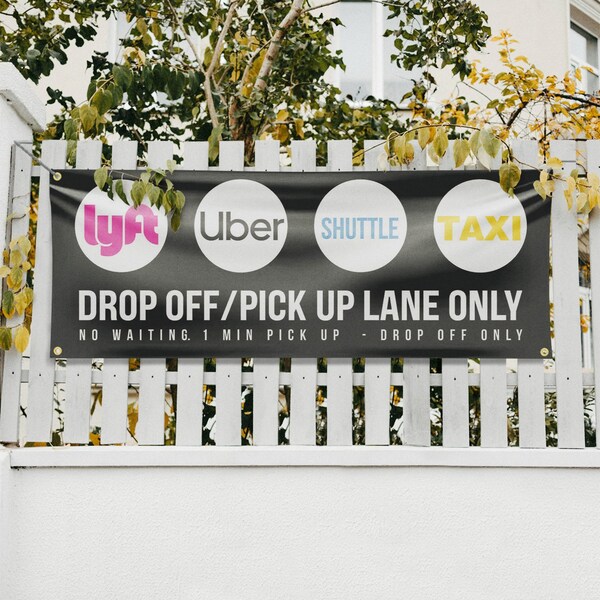 Signmission Drop Off Pick Up Lane Only, 18 Inch x 48 Inch, Vinyl Banner - B-30550