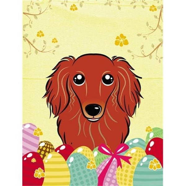 Patioplus Longhair Red Dachshund Easter Egg Hunt Flag Garden - PA256569