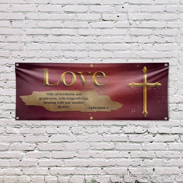 Signmission Jesus Love, 24 Inch x 72 Inch, Vinyl Banner - B-72-30708