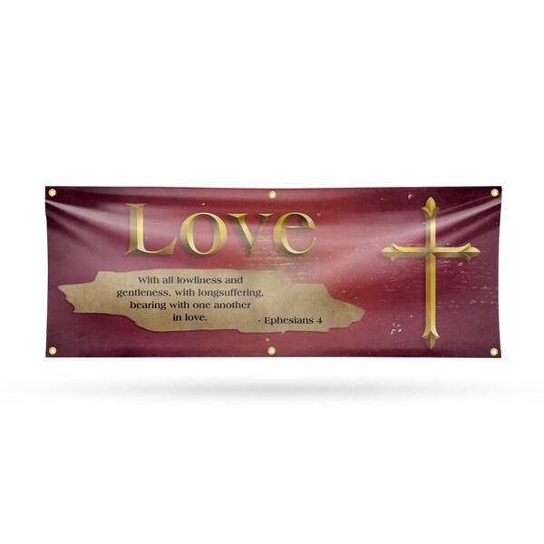 Signmission Jesus Love, 24 Inch x 72 Inch, Vinyl Banner - B-72-30708