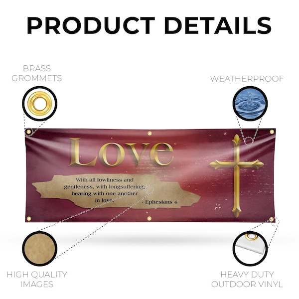 Signmission Jesus Love, 24 Inch x 72 Inch, Vinyl Banner - B-72-30708