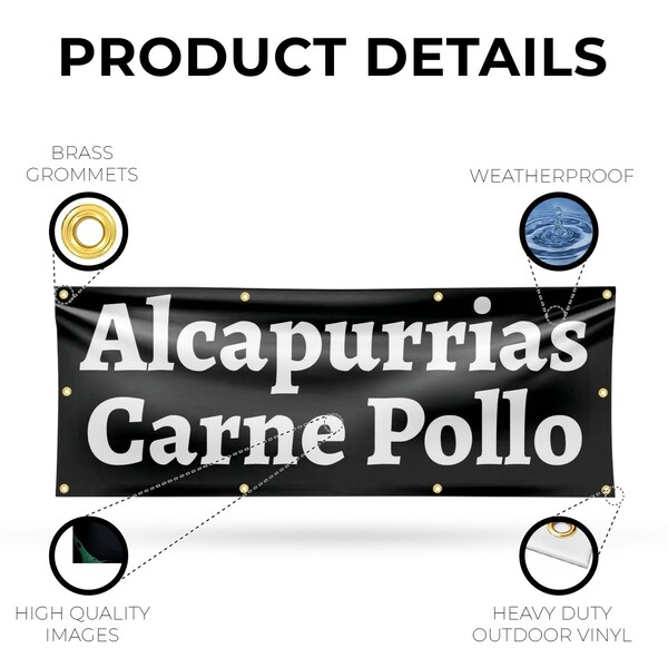 Signmission Alcapurrias Carne Pollo, 36 Inch x 96 Inch, Vinyl Banner - B-96-30457