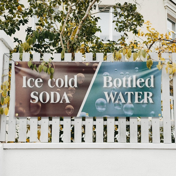 Signmission Ice Cold Soda & Bottled, 24 Inch x 72 Inch, Vinyl Banner - B-72-30701