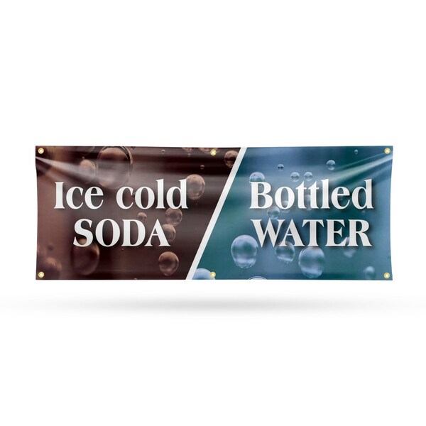Signmission Ice Cold Soda & Bottled, 24 Inch x 72 Inch, Vinyl Banner - B-72-30701