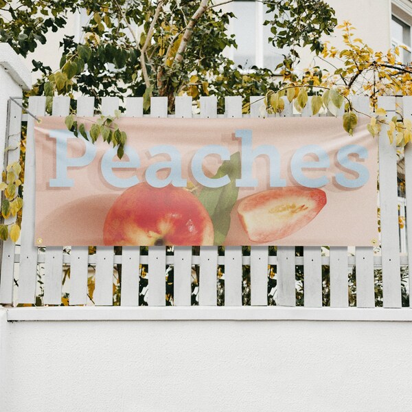 Signmission Peaches, 18 Inch x 48 Inch, Vinyl Banner - B-30782