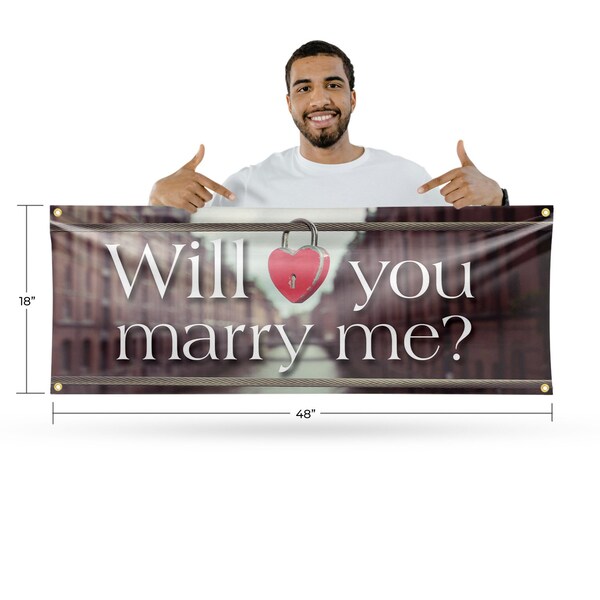 Signmission Will You Marry Me, 18 Inch x 48 Inch, Vinyl Banner - B-30943