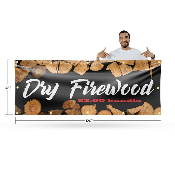 Signmission Dry Firewood $3.00 a Bundle, 48 Inch x 120 Inch, Vinyl Banner - B-120-30552