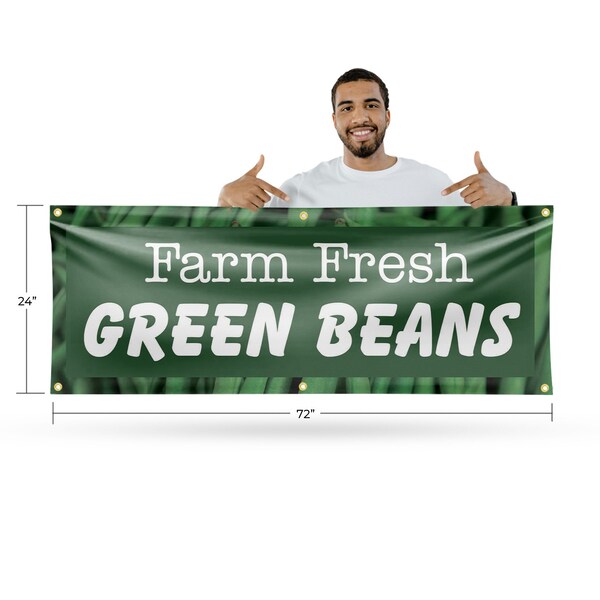 Signmission Farm Fresh Green Beans, 24 Inch x 72 Inch, Vinyl Banner - B-72-30595