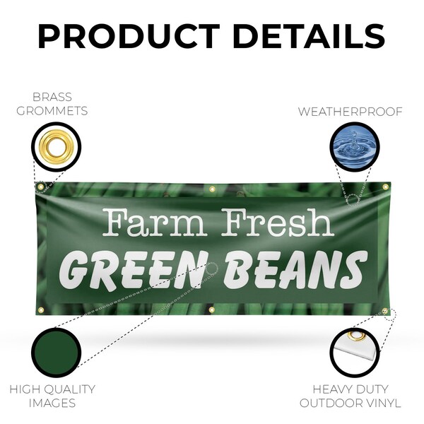Signmission Farm Fresh Green Beans, 24 Inch x 72 Inch, Vinyl Banner - B-72-30595