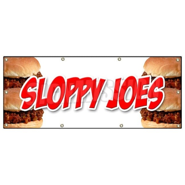 Signmission SLOPPY JOES BANNER SIGN beef chicken bun sliders homemade food lunch - B-96 SLOPPY JOES