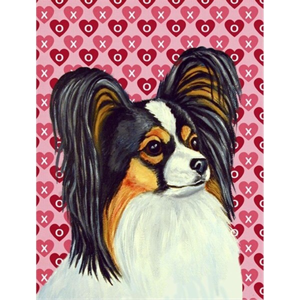 Patioplus 11 x 15 in. Papillon Hearts Love And Valentines Day Portrait Flag Garden Size - PA759096