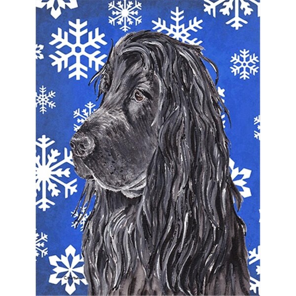 Carolines Treasures English Cocker Spaniel Blue Snowflake Winter Flag Canvas House Size - SC9597CHF
