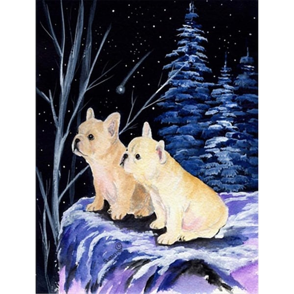 Patioplus Starry Night French Bulldog Canvas Flag - House Size, 28 x 40 in. - PA2554466