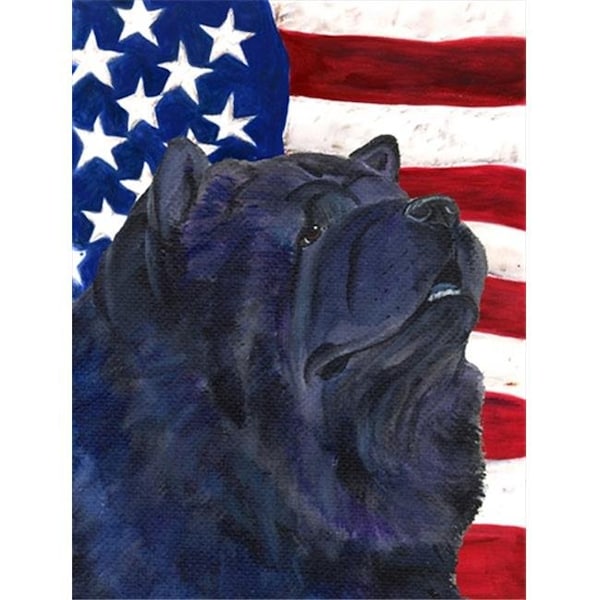 Carolines Treasures Carolines Treasures SS4028CHF 28 x 40 in. USA American Flag with Chow Chow House Size Canvas Flag - SS4028CHF