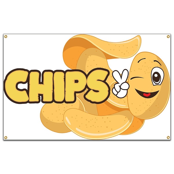 Signmission Chips 2 Banner Concession Stand Food Truck Single Sided - B-60 CHIPS 219