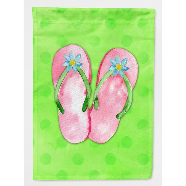 Carolines Treasures Pink Flip Flops Green Polkadot Flag Canvas, House Size - BB8220CHF