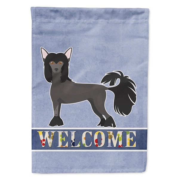 Carolines Treasures Chinese Crested Welcome Flag Canvas House Size - CK3639CHF