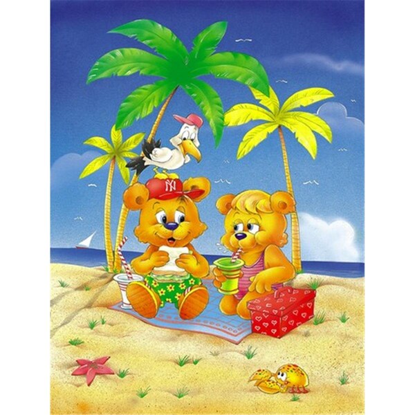 Patioplus Teddy Bears Picnic on the Beach Flag Canvas House Size - PA2557851
