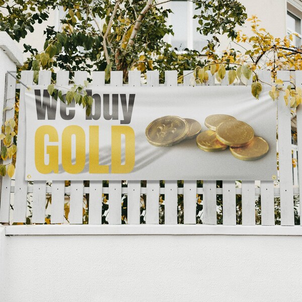 Signmission We Buy Gold, 18 Inch x 48 Inch, Vinyl Banner - B-30925
