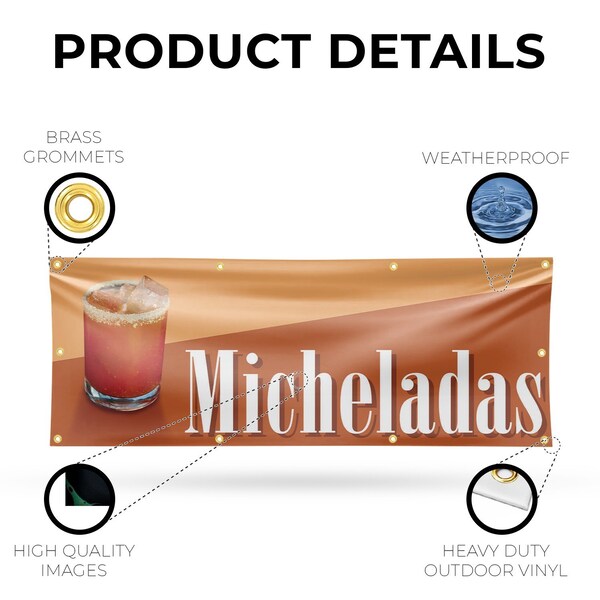Signmission Micheladas, 36 Inch x 96 Inch, Vinyl Banner - B-96-30739