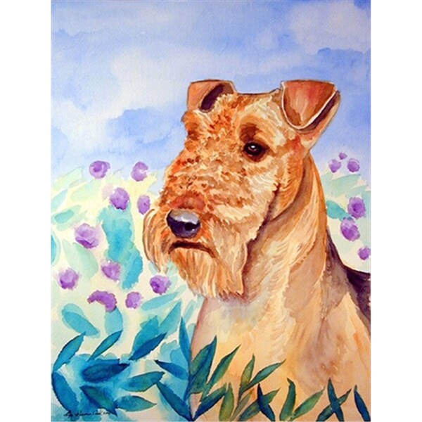 Patioplus 28 x 40 in. Airedale Terrier In Flowers Flag Canvas House Size - PA252034