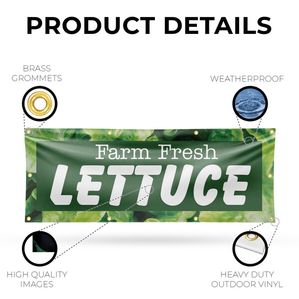 Signmission Farm Fresh Lettuce, 36 Inch x 96 Inch, Vinyl Banner - B-96-30600