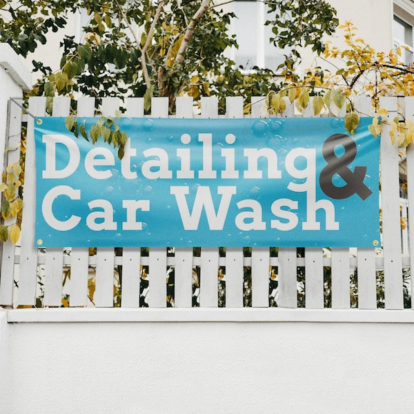 Signmission Detailing and Car Wash, 18 Inch x 48 Inch, Vinyl Banner - B-30543