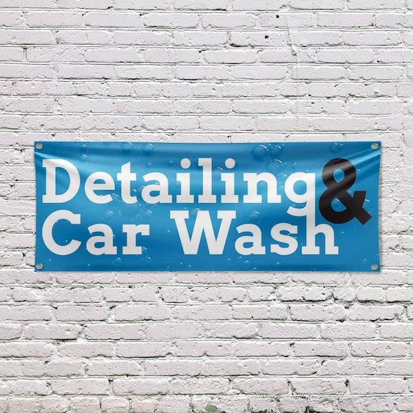 Signmission Detailing and Car Wash, 18 Inch x 48 Inch, Vinyl Banner - B-30543