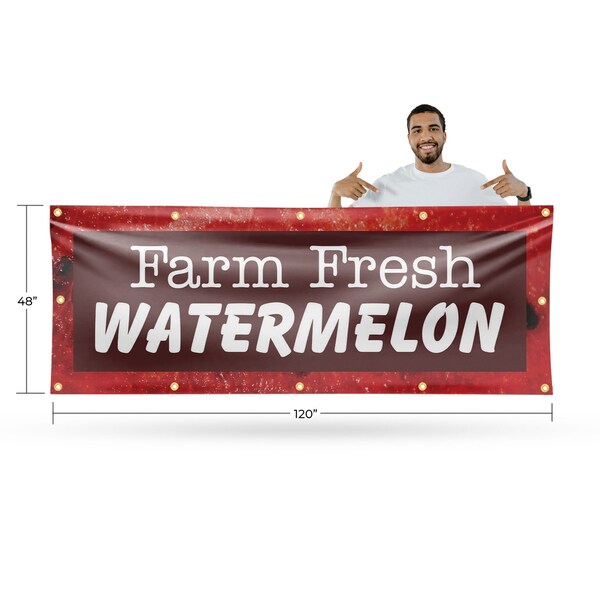 Signmission Farm Fresh Watermelon, 48 Inch x 120 Inch, Vinyl Banner - B-120-30620