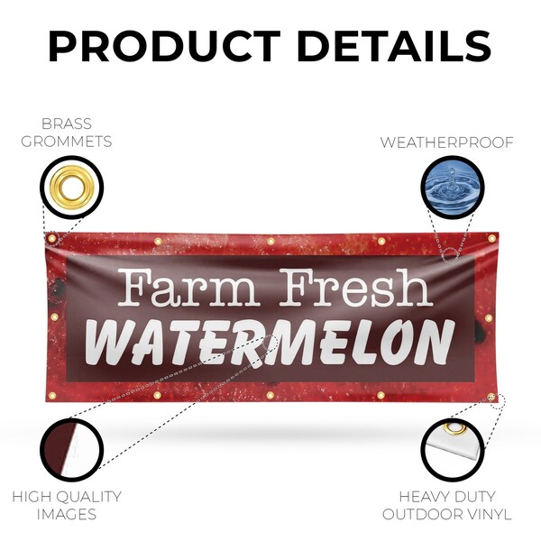 Signmission Farm Fresh Watermelon, 48 Inch x 120 Inch, Vinyl Banner - B-120-30620