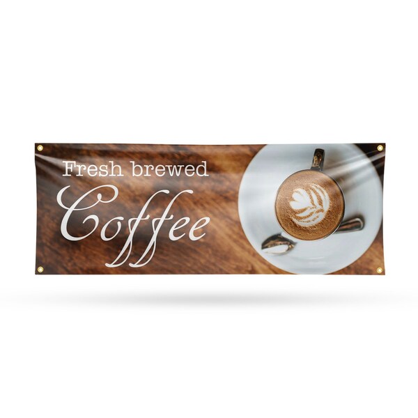 Signmission Fresh Brewed Coffee, 18 Inch x 48 Inch, Vinyl Banner - B-30652