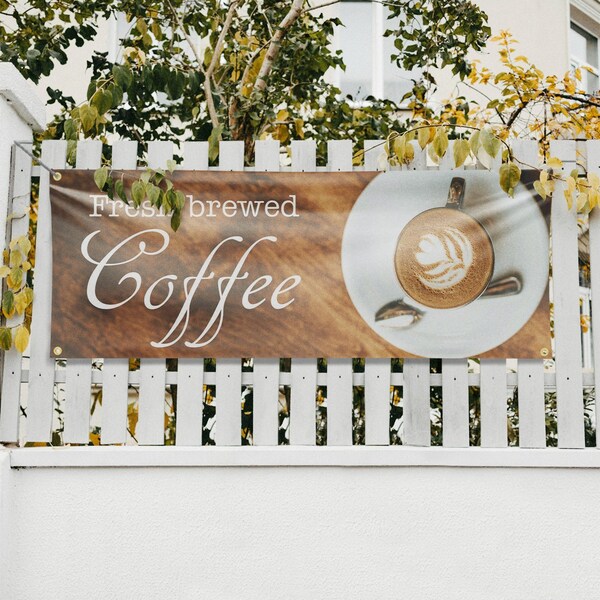 Signmission Fresh Brewed Coffee, 18 Inch x 48 Inch, Vinyl Banner - B-30652