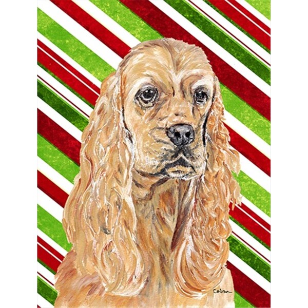 Carolines Treasures Cocker Spaniel Candy Cane Christmas Flag Canvas House Size - SC9612CHF