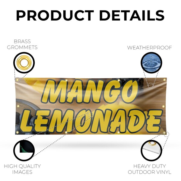 Signmission Mango Lemonade, 36 Inch x 96 Inch, Vinyl Banner - B-96-30729