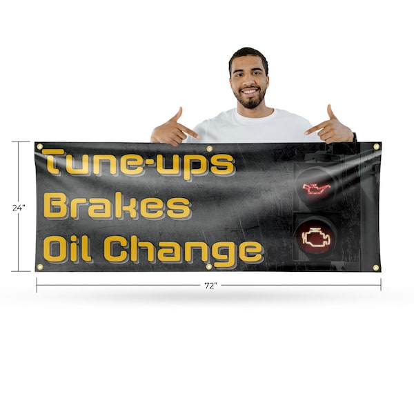 Signmission Tune Ups Brakes Oil Change, 24 Inch x 72 Inch, Vinyl Banner - B-72-30897