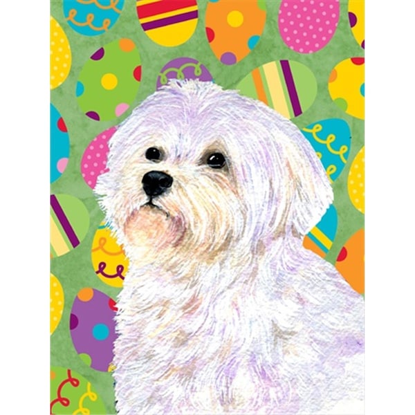 Patioplus 28 x 40 in. Maltese Easter Eggtravaganza House Size Canvas Flag - PA2554635