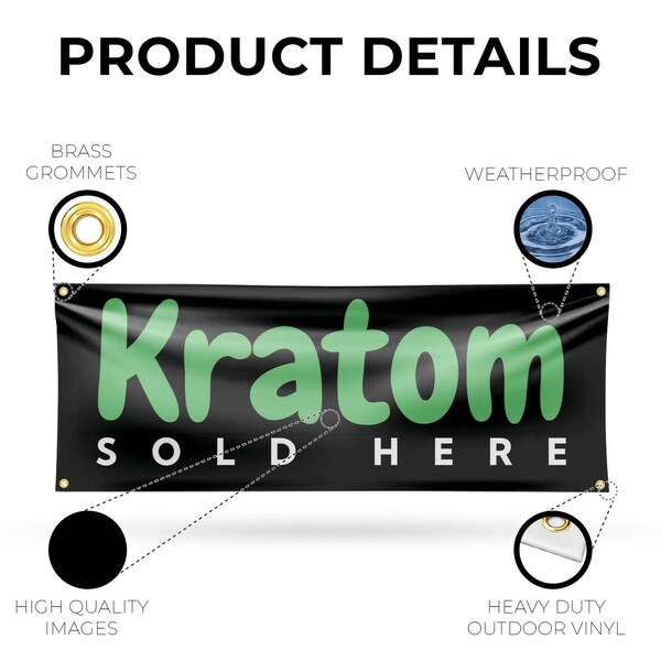 Signmission Kratom Sold Here, 18 Inch x 48 Inch, Vinyl Banner - B-30720