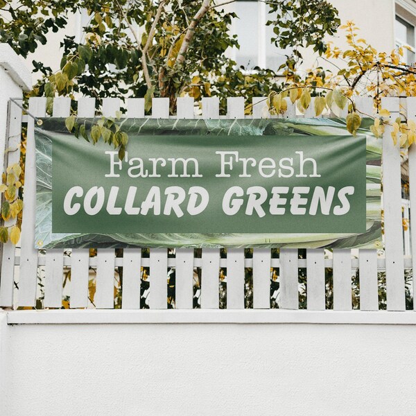 Signmission Farm Fresh Collard Greens, 18 Inch x 48 Inch, Vinyl Banner - B-30588