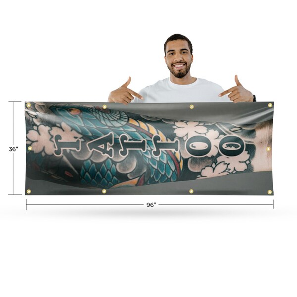 Signmission Tattoo Vertical, 36 Inch x 96 Inch, Vinyl Banner - B-96-30882