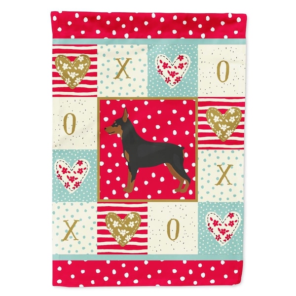 Carolines Treasures 28 x 0.01 x 40 in. Miniature Pinscher Love Canvas House Flag - CK5867CHF