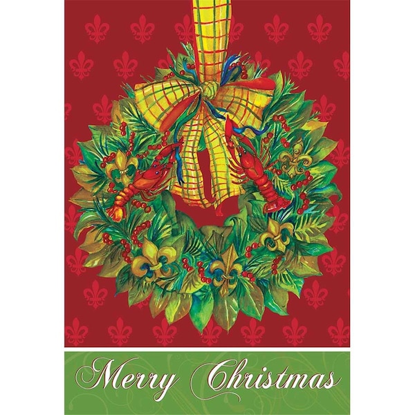 Magnolia Gardens 29 x 42 in LargeLouisiana Wreath Preeminence Flag - 7089