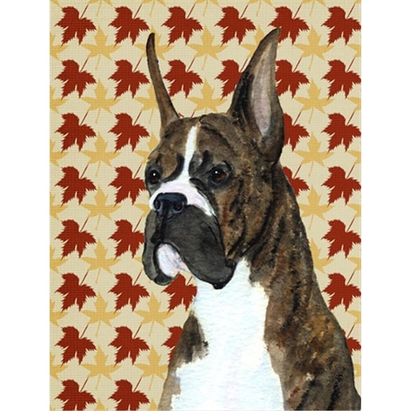 Carolines Treasures 40 x 40 in. Boxer Brindle Fall Leaves Portrait Flag Canvas House Size - SS4348CHF