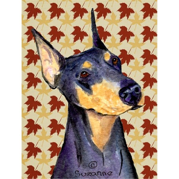 Patioplus 15 x 15 in. Doberman Fall Leaves Portrait Flag Garden Size - PA2554825