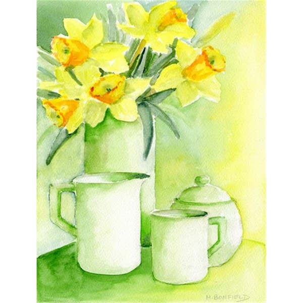 Patioplus Yellow Daffodils by Maureen Bonfield Flag Canvas House Size - PA888748