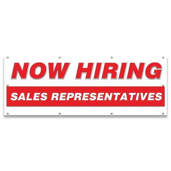 Signmission Now Hiring Sales Representatives Banner Apply Inside Accepting Application Single Sided - B-96-30301