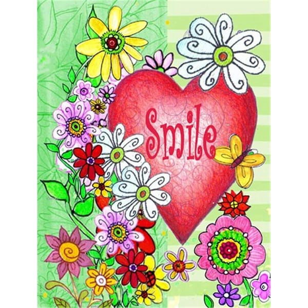 Carolines Treasures Smile Valentines Day Flag Garden Size - PJC1041GF