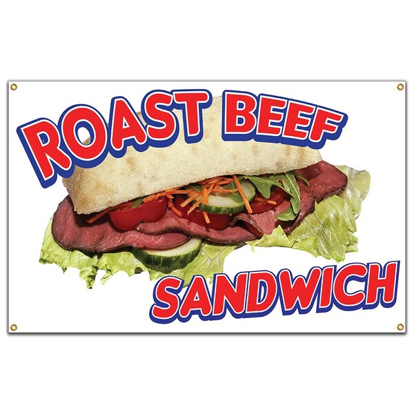 Signmission Roast Beef Sandwich Banner Concession Stand Food Truck Single Sided - B-120 ROAST BEEF SANDWICH19