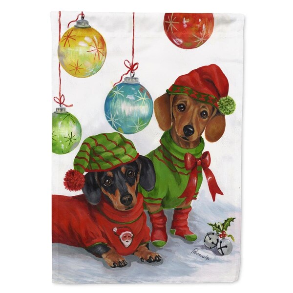 Patioplus 28 x 0.01 x 40 in. Dachshund Christmas Jingle Canvas House Flag - PA2553416
