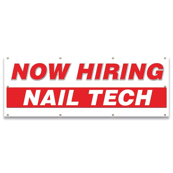 Signmission Now Hiring Nail Tech Banner Apply Inside Accepting Application Single Sided - B-96-30279