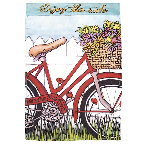 Magnolia Gardens 13 x 18 in Double Applique Enjoy The Ride Polyester  Print Garden Flag - M011303